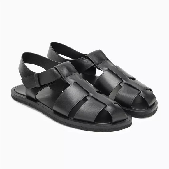 The Row $1050 Fisherman Sandals in Black Leather Covered Buckle Strap Size 40/10 - Picture 2 of 16